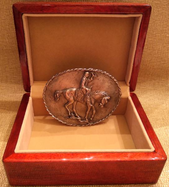 NEW ITEM Ronald Reagan Solid Silver Belt Buckle with Wood Presentation Box